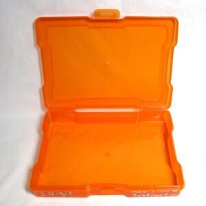 Bright Creations Three Orange Storage Boxes Plastic Transparent Snap Lid 4x6 Ins